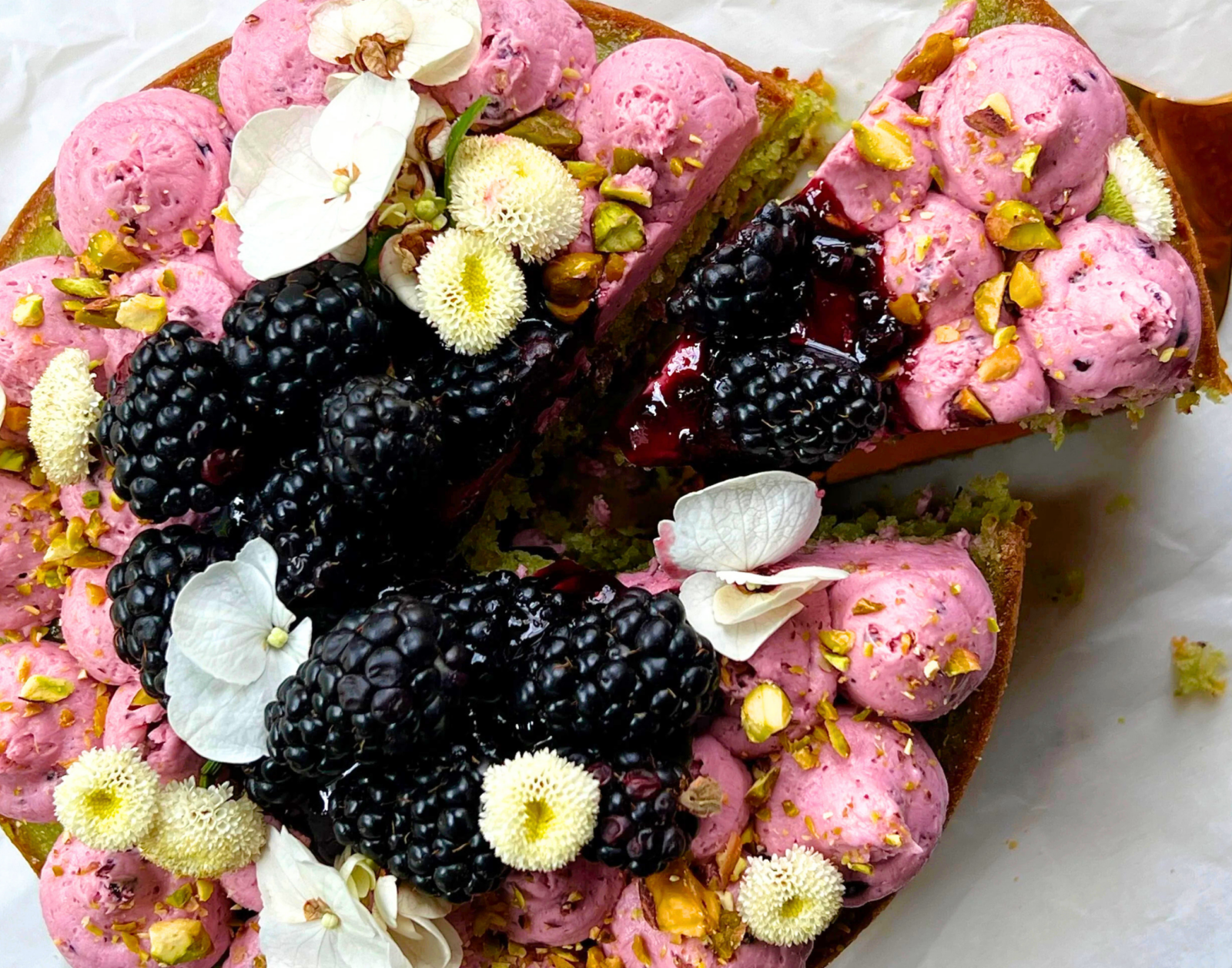 Pistachio & Blackberry Olive Oil Cake