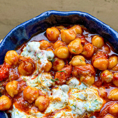Harissa Chickpea & Tomato Stew with Herby Yoghurt